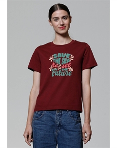 Футболка с принтом SAVE THE SEA, темно-красный Watapparel