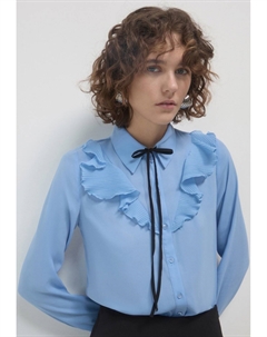 Блузка на пуговицах CON FRILL PLISSETTATO, светло-голубой Calliope