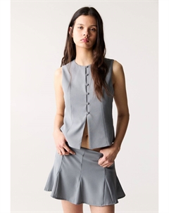 Мини-юбка GODET, серый Pull & bear