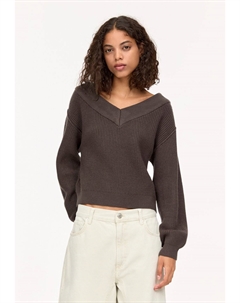 Свитер PURL WITH A V-NECKLINE, коричневый Pull & bear