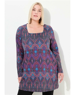 Топ с длинными рукавами IKAT PRINT SWING A-LINE HEM , красный Ulla popken