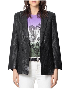 Кожаная куртка со складками, черный Zadig&voltaire