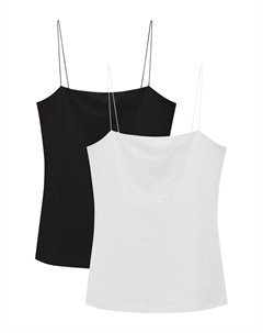 Топ на тонких бретельках Top, черный/белый Pull & bear