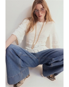 Свитер ажурной вязки с воланами, бежевый H&m