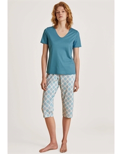 Женская хлопковая пижама Favorites Balance с v-образным вырезом, цвет Niagara Blue Calida