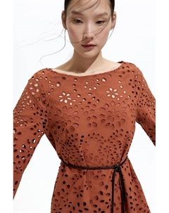 Платье с вышивкой ришелье, коричневый H&m