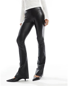 Расклешенные леггинсы из искусственной кожи черного цвета Commando