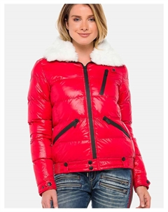 Пуховик Winterjacke mit Kunstfellkragen, красный Cipo&baxx