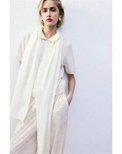 Свитер с короткими рукавами и жемчужным воротником, бежевый H&m