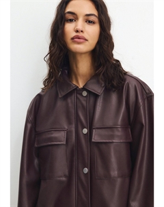 Куртка из искусственной кожи, темно-красный Pull & bear