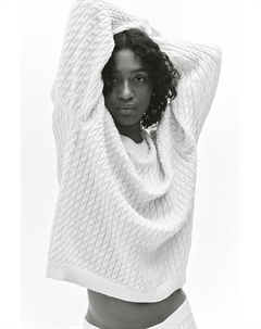 Свитер с косами из смеси кашемира, бежевый H&m