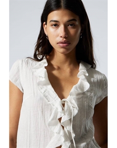 Топ с оборками и шнуровкой спереди., белый Weekday