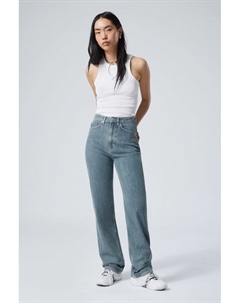 Джинсы Rowe с супер высокой талией, прямые, обычные, синий Weekday