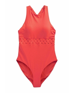 Купальный костюм REGULAR FIT - HIGH NECK LATTICE TUMMY CONTROL, красный Next