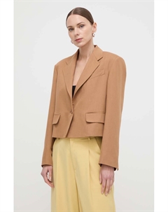 Блейзер из смешанного льна, коричневый Weekend max mara