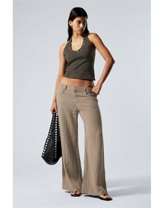 Свободные брюки с заниженной талией и эффектом помятости, бежевый Weekday