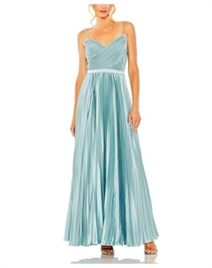 Платье-сюрприз с узкими бретелями и плиссированным верхом, синий Mac duggal