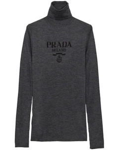 Шерстяной свитер с высоким воротом, серый Prada