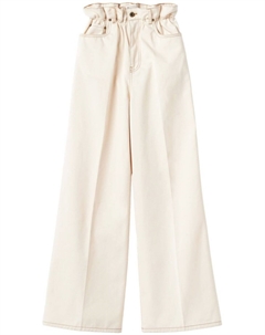 Широкие джинсы с присборенной талией, нейтральный цвет Miu miu