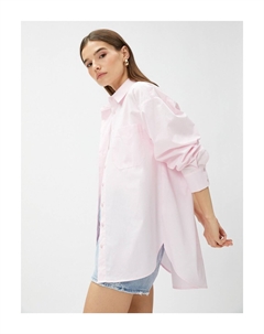 Рубашка из поплина оверсайз с карманами, хлопок, розовый Koton