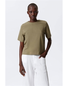 Футболка свободного кроя, идеальная, хаки Weekday
