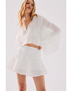 Расклешенная мини-юбка, белый H&m