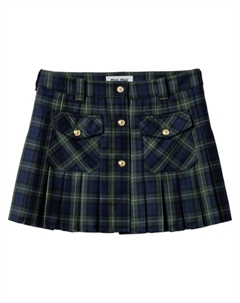Юбка мини в клетку тартан, зеленый Miu miu