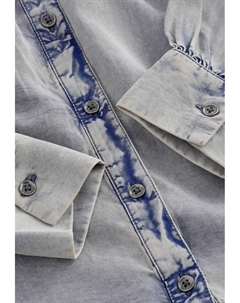 Блузка на пуговицах WASHED RUFFLE NECK LONG SLEEVE, синий Next