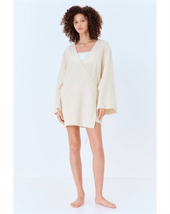 Халат из льняной смеси, бежевый H&m