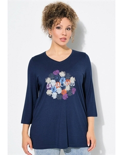Топ с длинными рукавами CASUAL MOOD FLORAL V-NECK, темно-синий Ulla popken