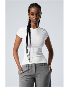 Футболка облегающего кроя из хлопка в рубчик, белый Weekday