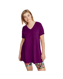 Женская туника трапециевидного силуэта с v-образным вырезом больших размеров, цвет Boysenberry Ellos