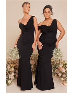 Шифоновое платье макси с воротником хомутиком для подружек невесты, черный Quiz