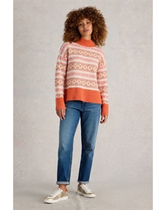 Джемпер с узором «фейри айл» в стиле «сканди твист», оранжевый White stuff