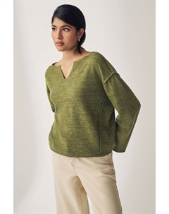 Джемпер в рубчик с длинными рукавами и вырезом под горло, зеленый Next