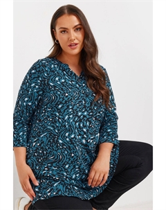 Рубашка из джерси с полузастежкой, синий Yours curve