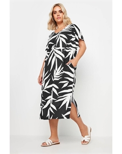 Накиньте футболку 100% хлопок платье мидакси, черный Yours curve