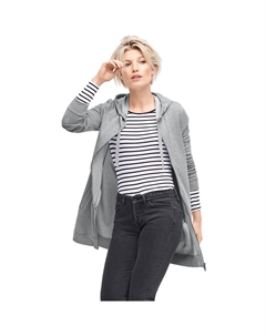 - женская длинная толстовка на молнии спереди больших размеров из френч терри, цвет Heather Grey Ellos