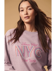 Нью Йорк радуга город графический слоган толстовка 100% хлопок, розовый Next