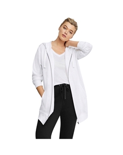 - женская длинная толстовка на молнии спереди больших размеров из френч терри, белый Ellos