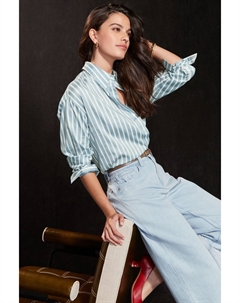 Рубашка свободного покроя из 100% хлопка, голубой Next