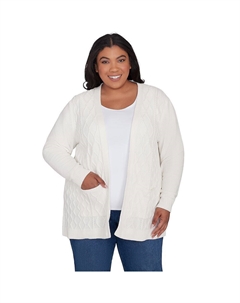 Кардиган из синели с карманами размера плюс, цвет Ivory Alfred dunner