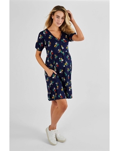 Платье для беременных с цветочным принтом и V образным вырезом, синий Jojo maman bébé
