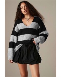 Мягкий на ощупь вязаный джемпер свободного кроя с V образным вырезом, серый Next