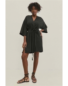 Льняное платье, черный Answear lab