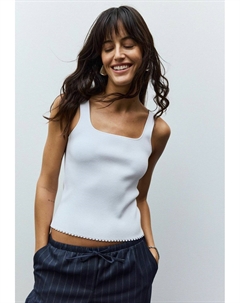 Топ SQUARE NECK SCALLOPED EDGE TANK, белый Next