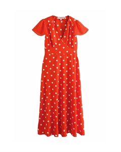 Платье макси FLUTTER SLEEVE V-NECK TIE WAIST, светло-красный Next