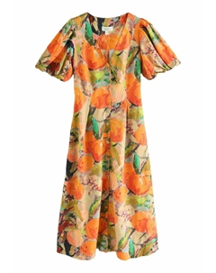 Платье-рубашка BUTTON DOWN PUFF SLEEVE MIDI, оранжевый Next