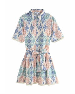 Платье-рубашка MINI BRODERIE SHORT SLEEVE TIE WAIST, розовый Next