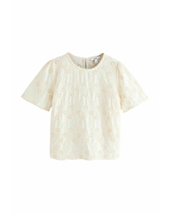 Блуза TEXTURED FLORAL CORNELLI EMBROIDERED SHORT SLEEVE, бежевый Next